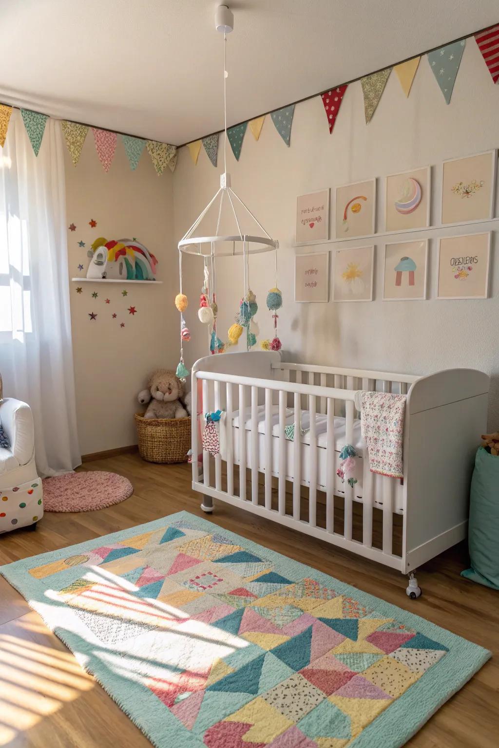Lively embellishments render the space welcoming and enjoyable.