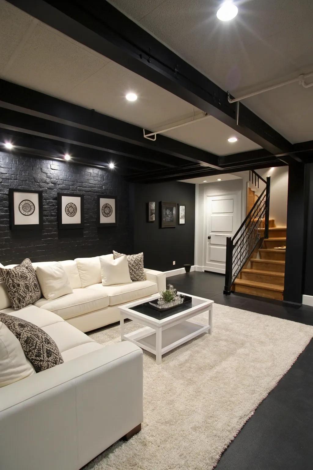 Intense night contributes drama and modernism to your basement.