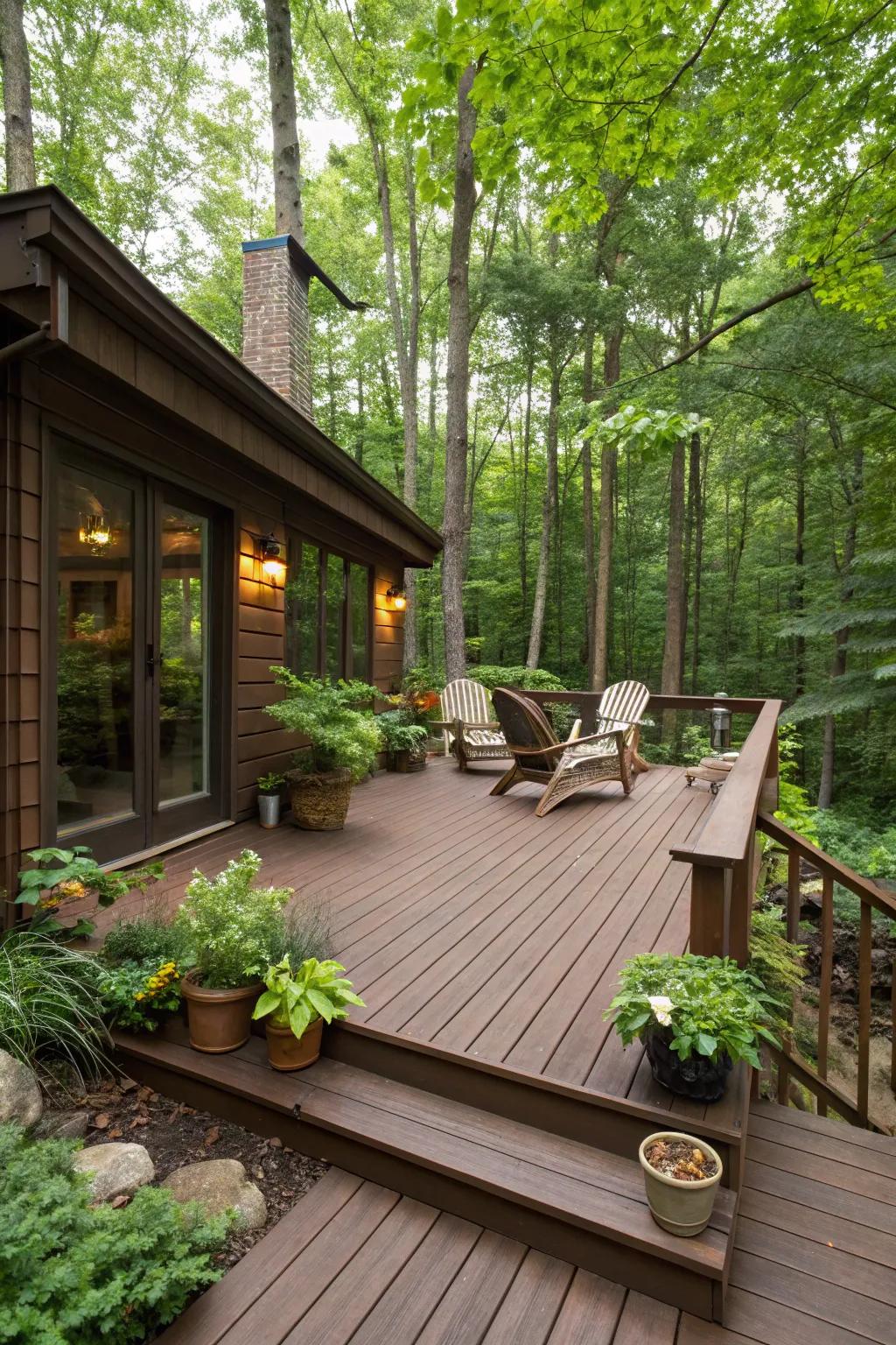 Chocolate brown complements nature beautifully.