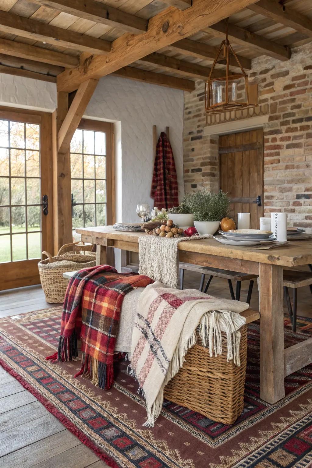 Layering textures adds warmth and depth to the room.