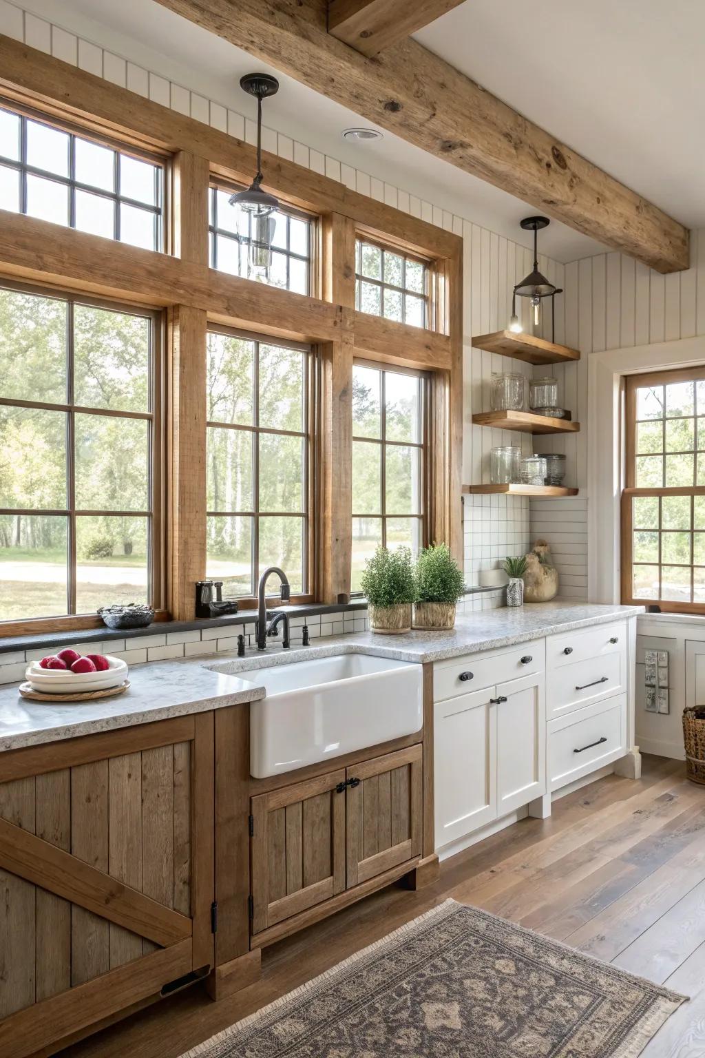 Window trim blends smoothly with the room's design.