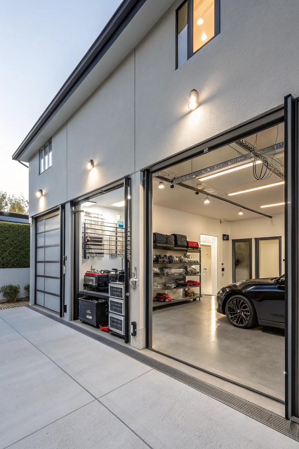 Enhance your garage with integrated tech features.