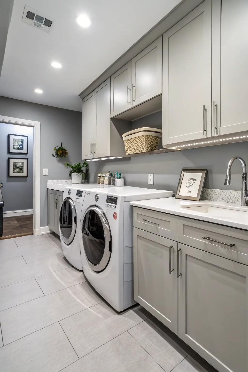 Modern hardware adds a touch of elegance to your laundry room.
