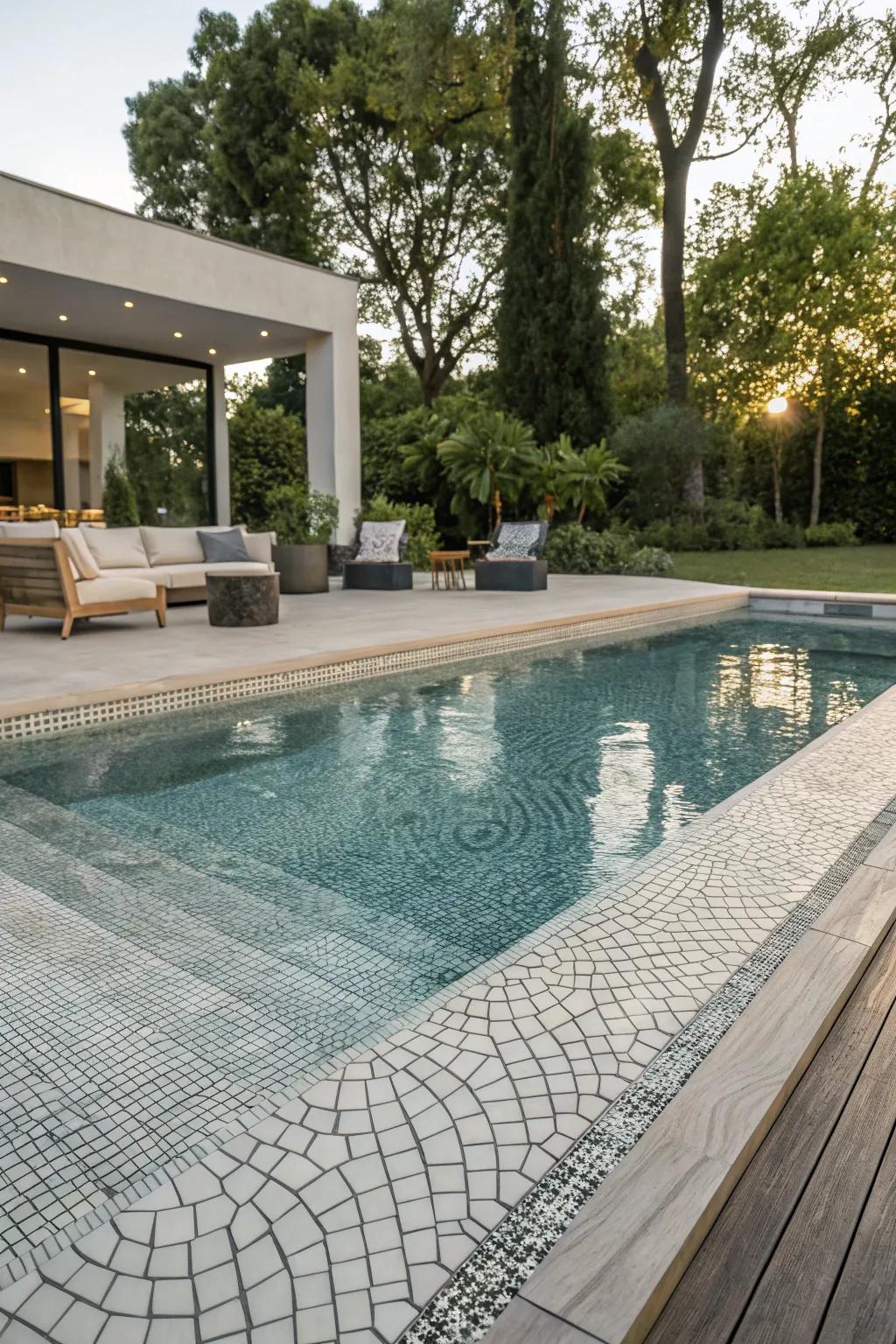 Rough tiling injects depth and distinctiveness to pool surfaces.