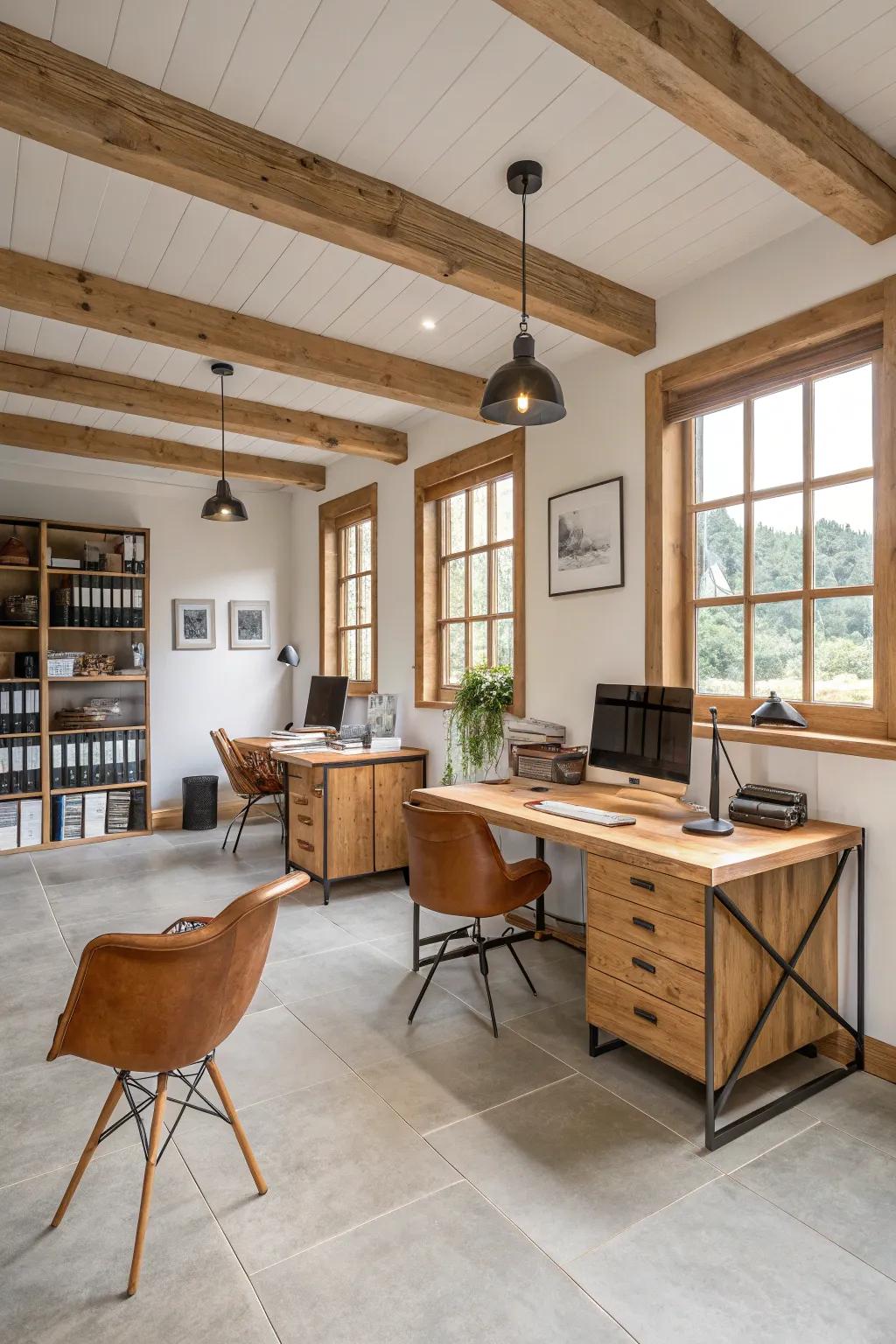 Minimalist furniture guarantees an orderly and streamlined office area.