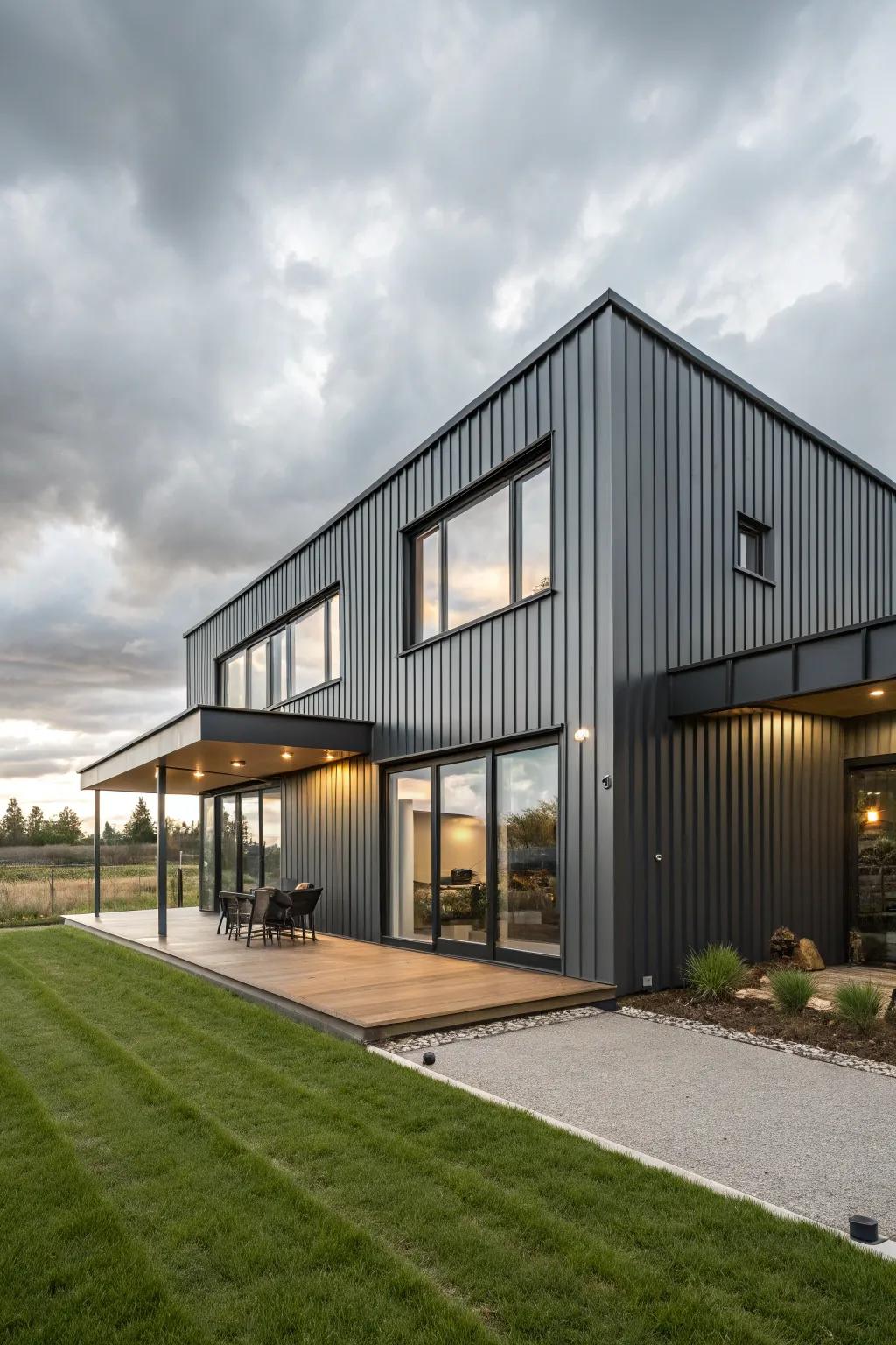 Modern industrial home with steel cladding