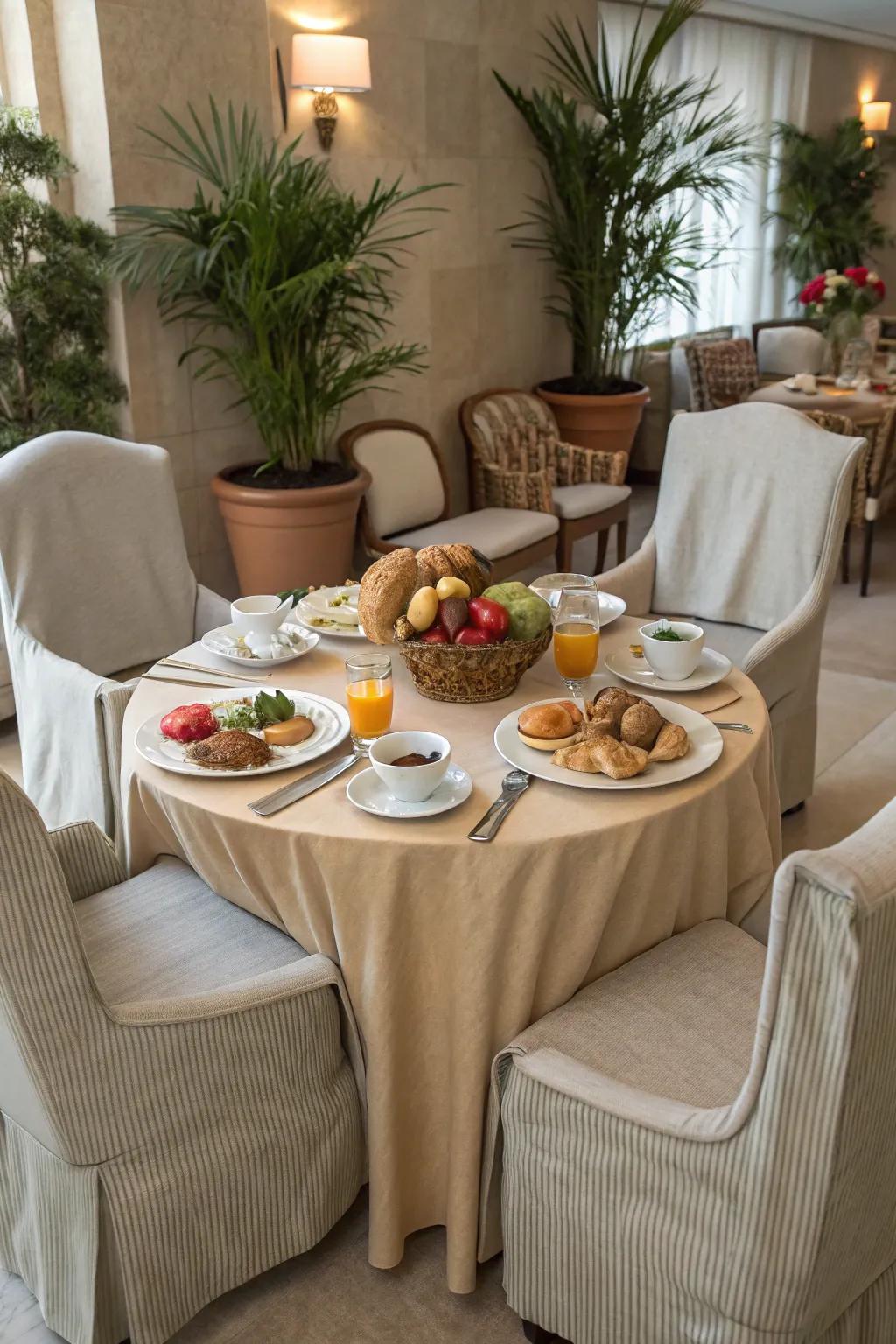 Cozy seating with coordinated decor seamlessly integrates the aesthetic.