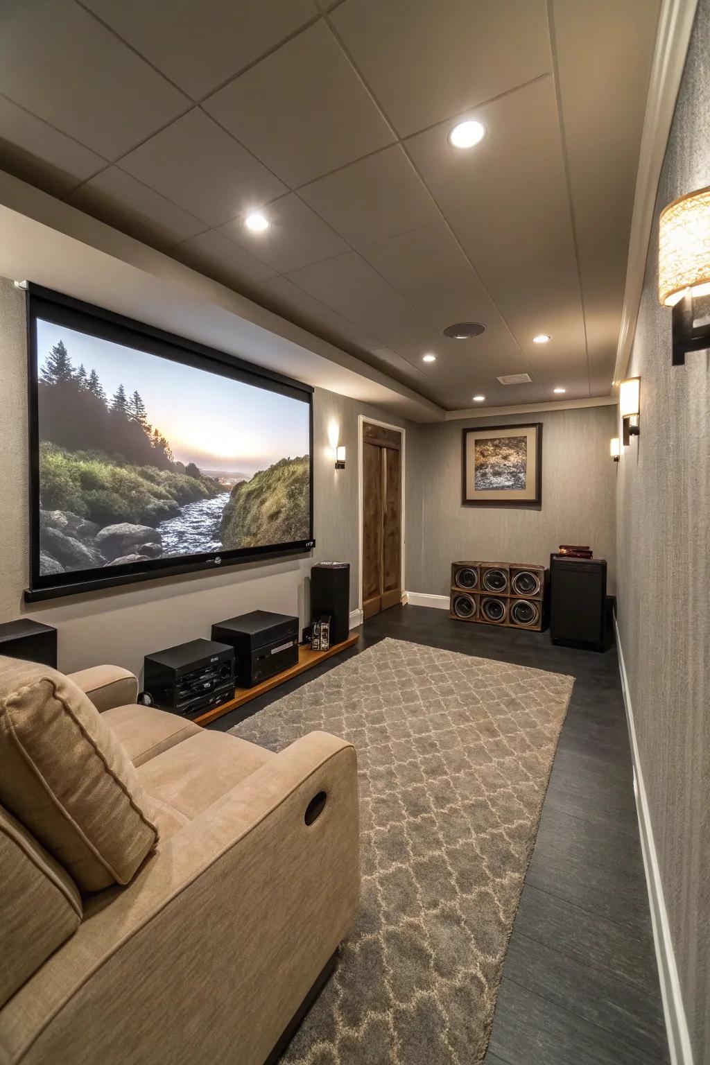 Wall-affixed screens offer more area and enhanced sightlines.