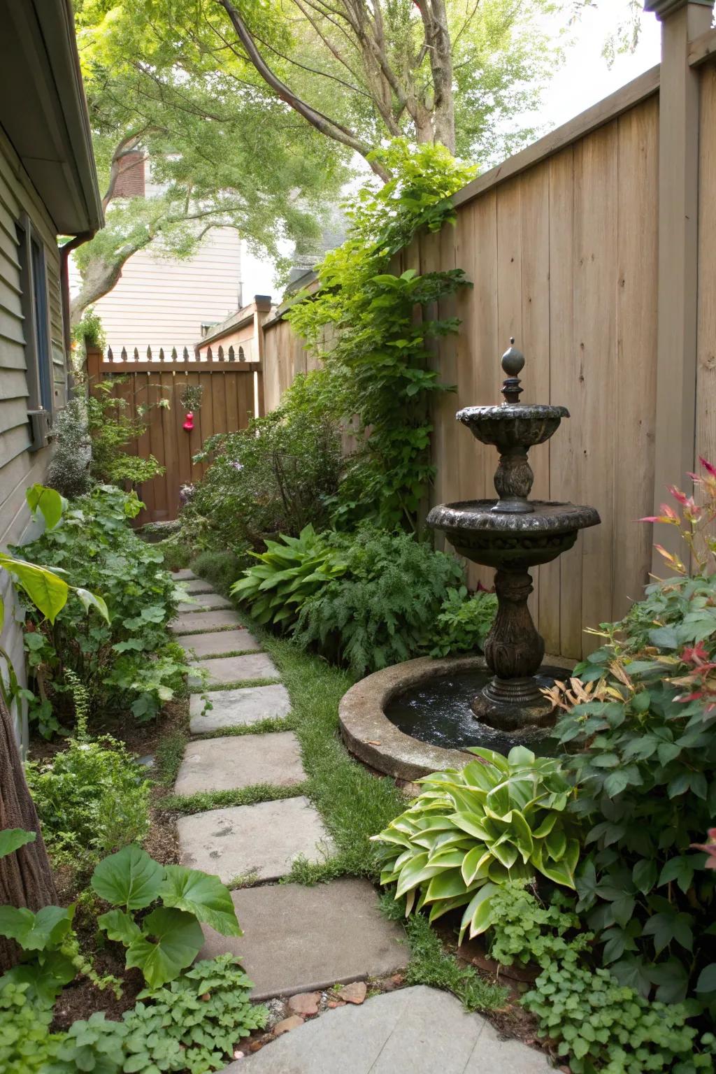 A water element adds a tranquil dimension to constricted areas.