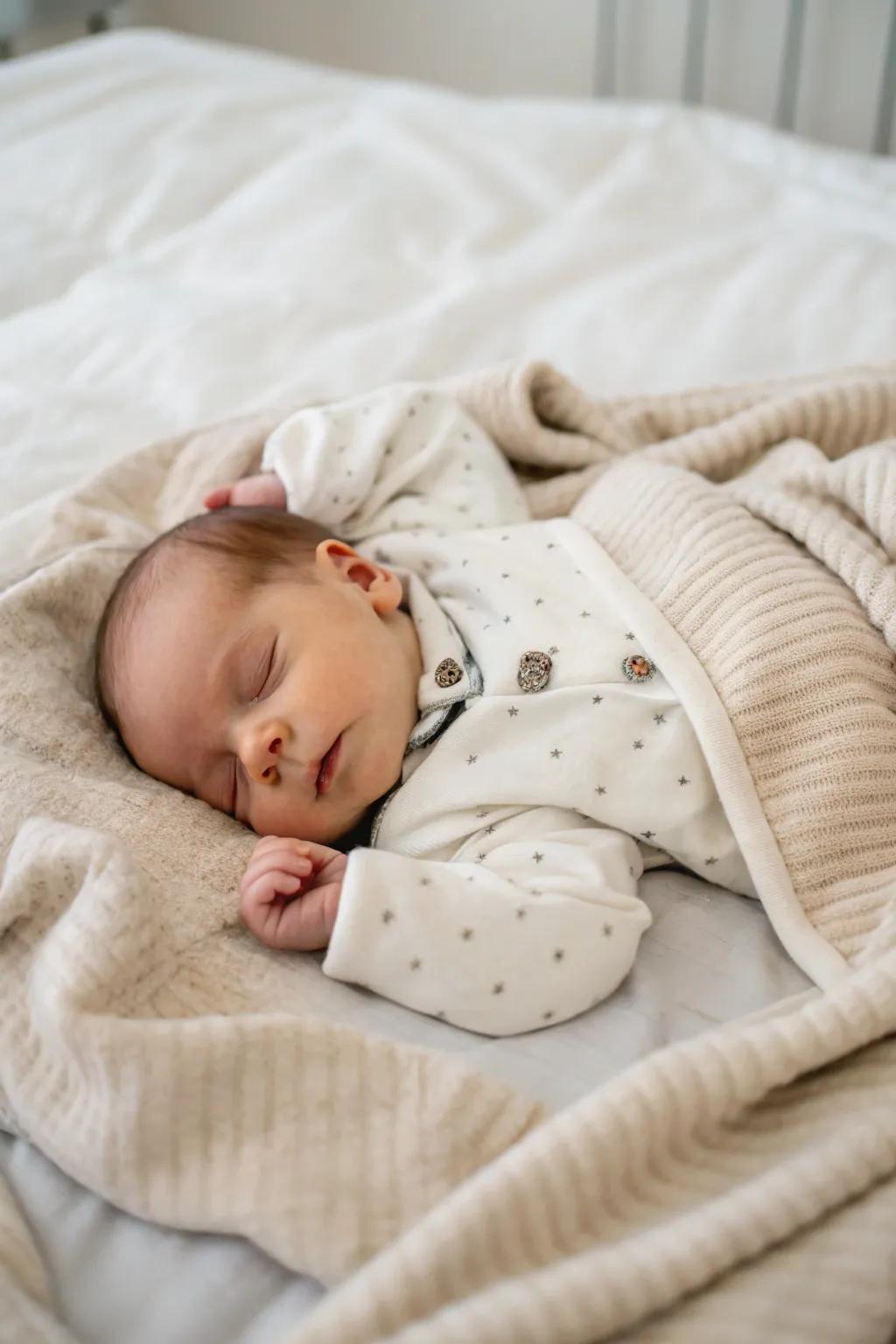 A serene and timeless newborn image in understated shades.