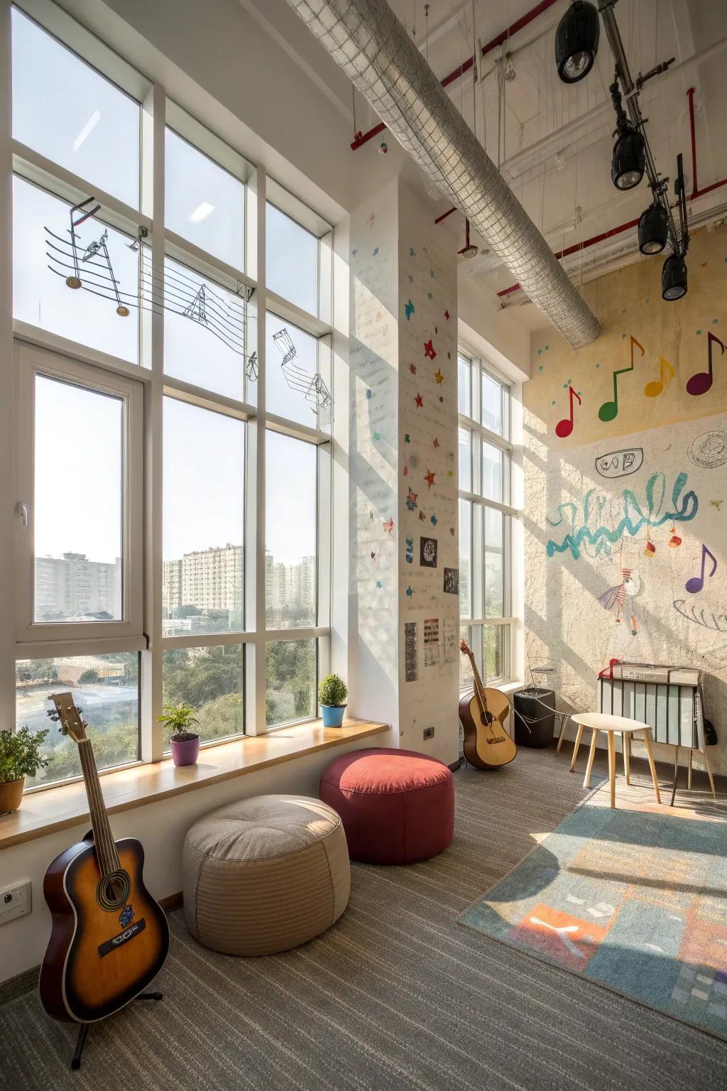 Natural light enlivens your music room.