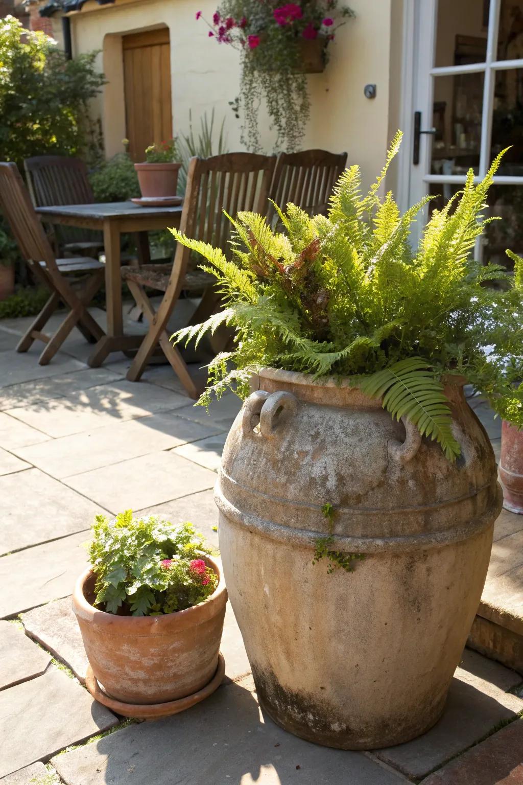 Transform a jug into a luxuriant exterior botanical vessel.