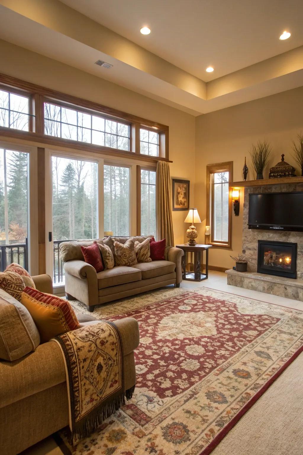 Snug textures infuse warmth and comfort into the room.