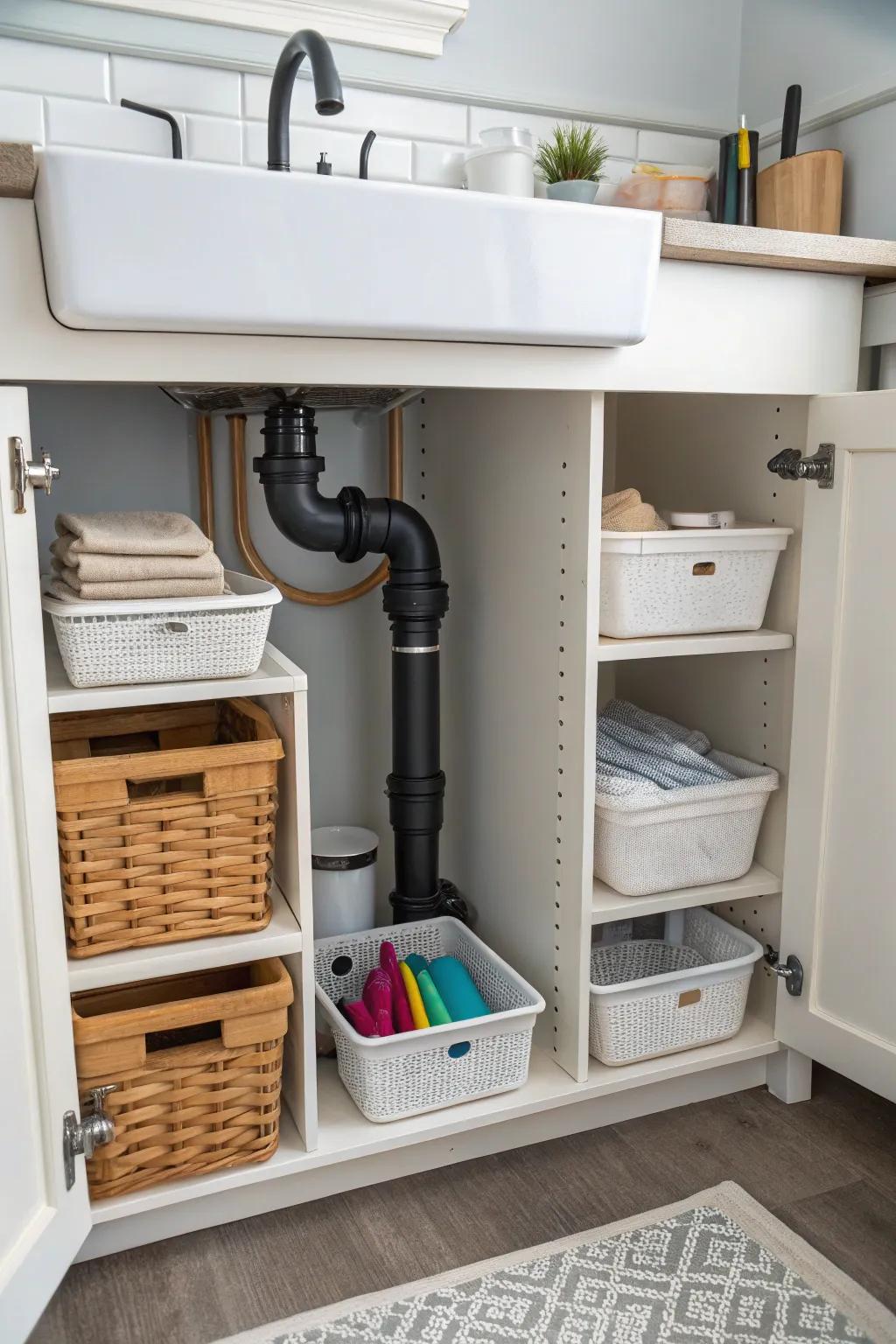 Embrace your pipes with a storage layout that works around them.