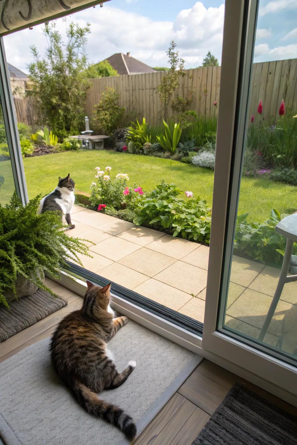 An observation window provides endless fun and fascination for cats.
