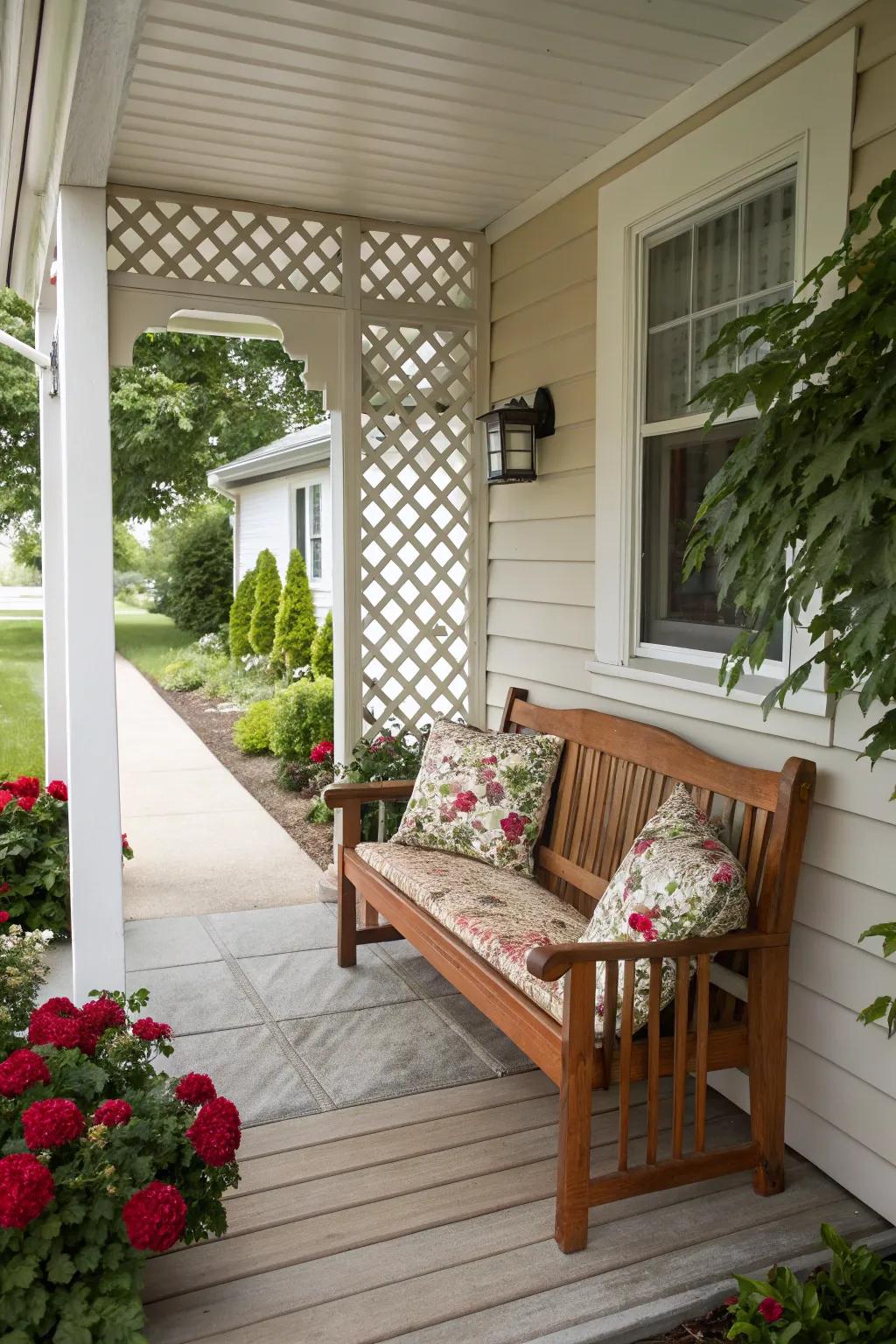 A bench offers a welcoming location to sit and relish the view.