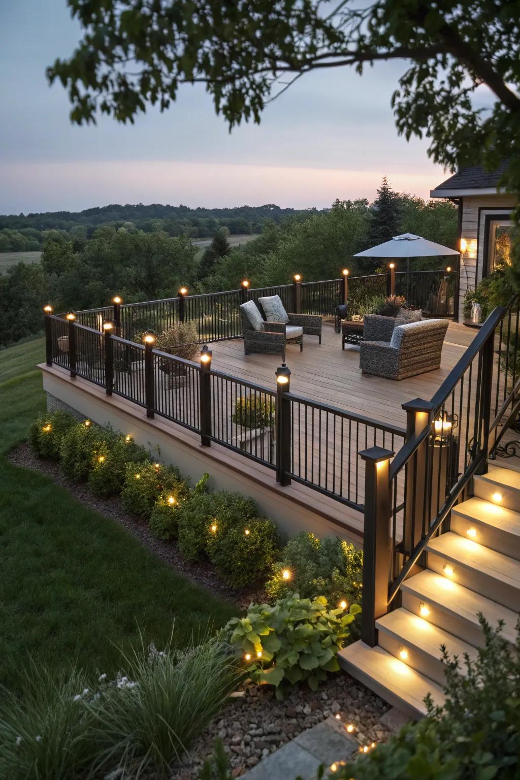 Improve your deck with delicate under-rail illumination.