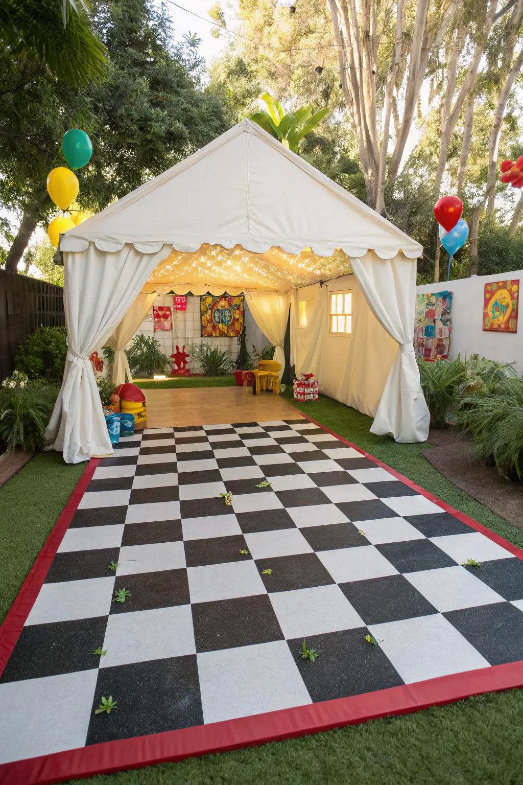 Tile patterns bring a playful vibe to any event.