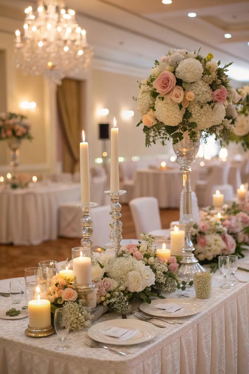 Elevate your tables using stunning floral centerpieces.