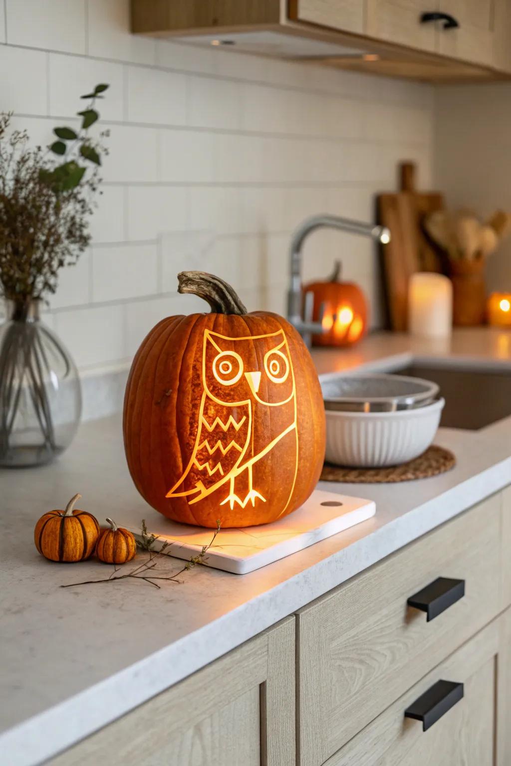 A simple owl form promoting a sleek, contemporary sensation.