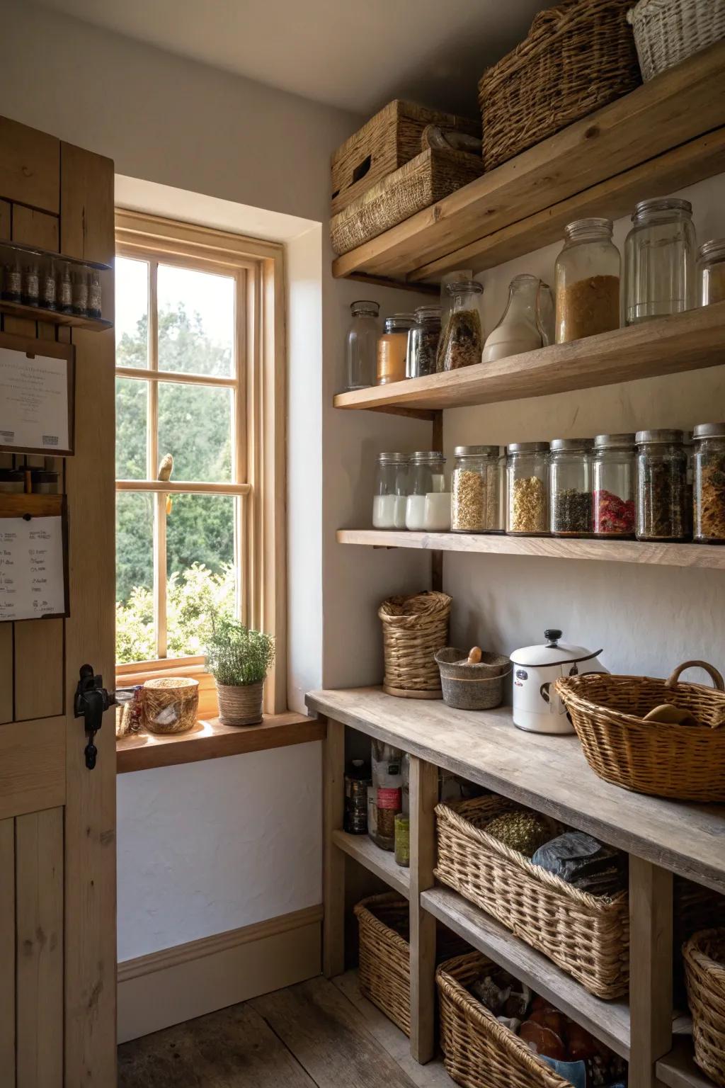 Natural touches make a warm, welcoming pantry.