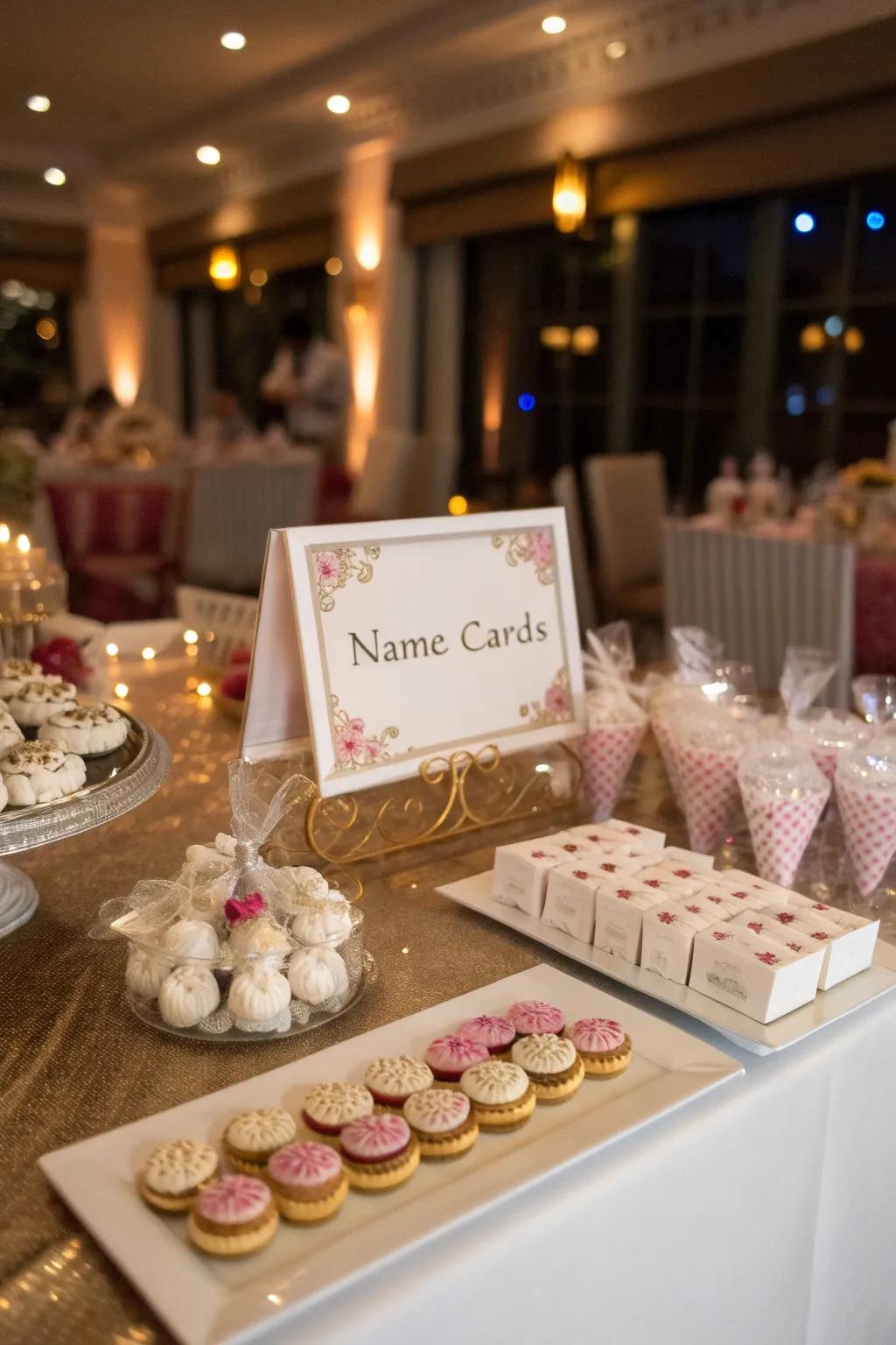 Personalized name cards and thematic favors adding a thoughtful touch to the table