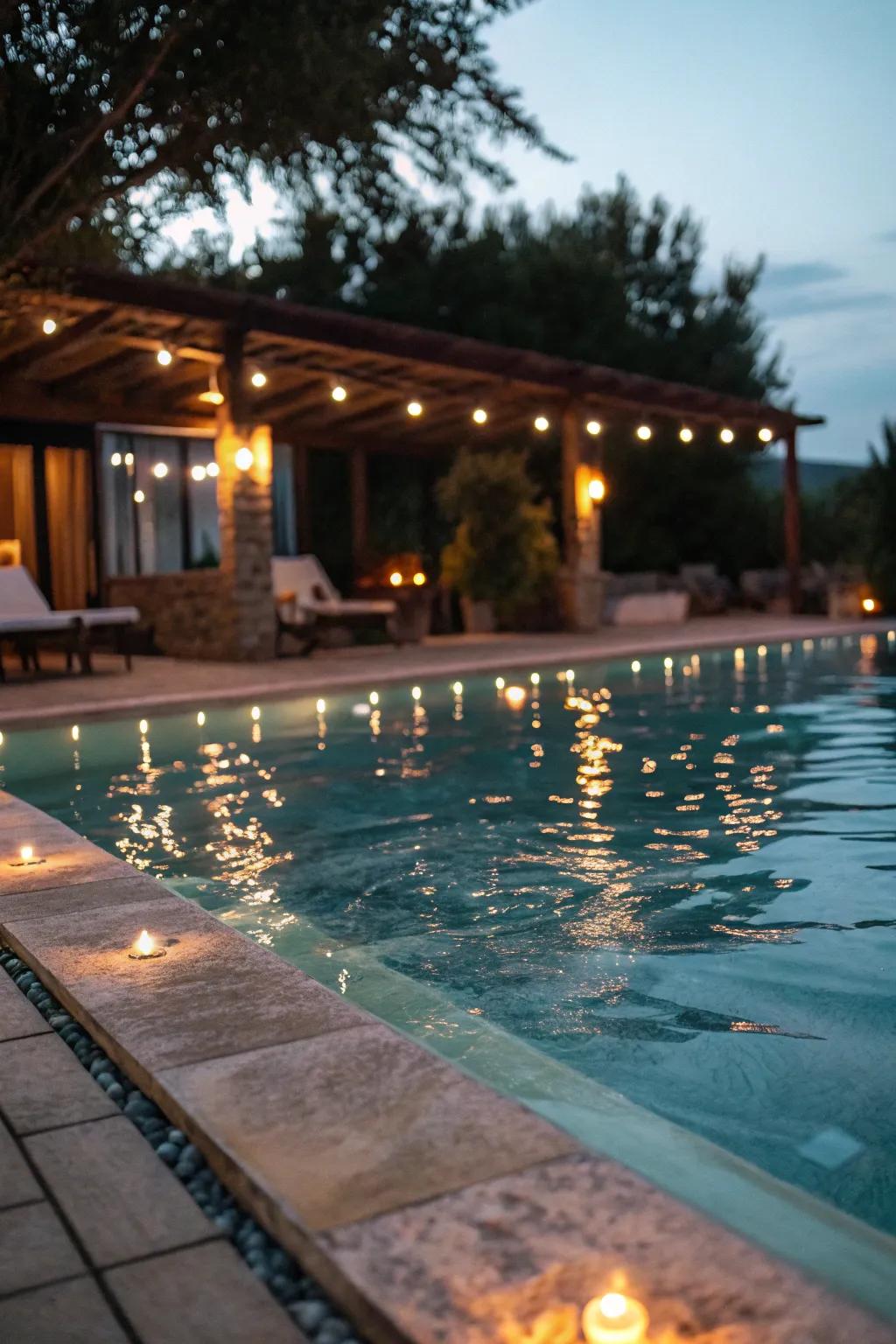 Build night atmosphere using understated pool illumination.
