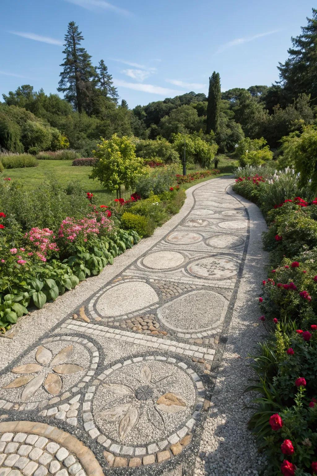 A singular mosaic route showcasing artistic ingenuity.