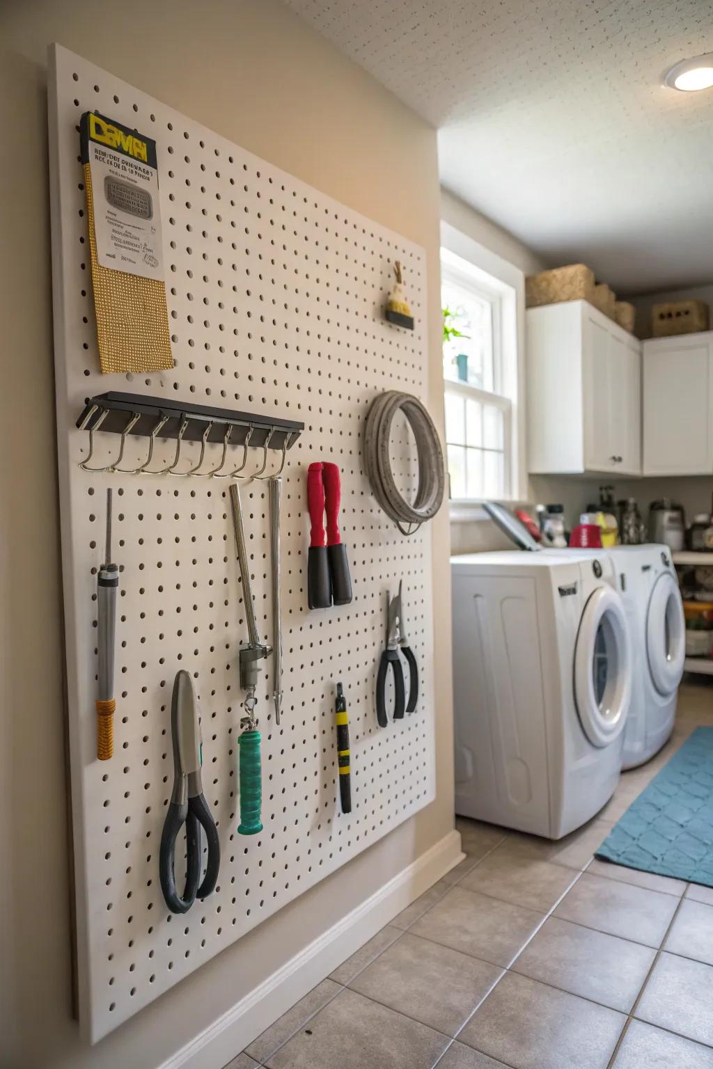 Keep tools close by with useful slat wall details.