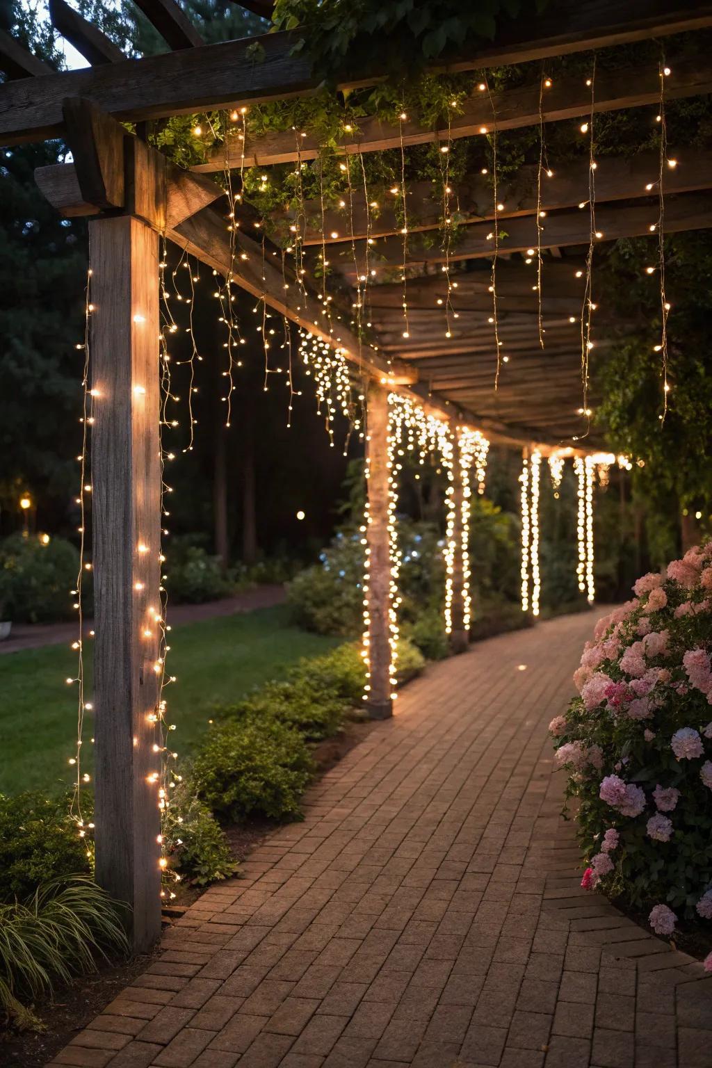Fairy lights evoke a magical, enchanted ambiance.