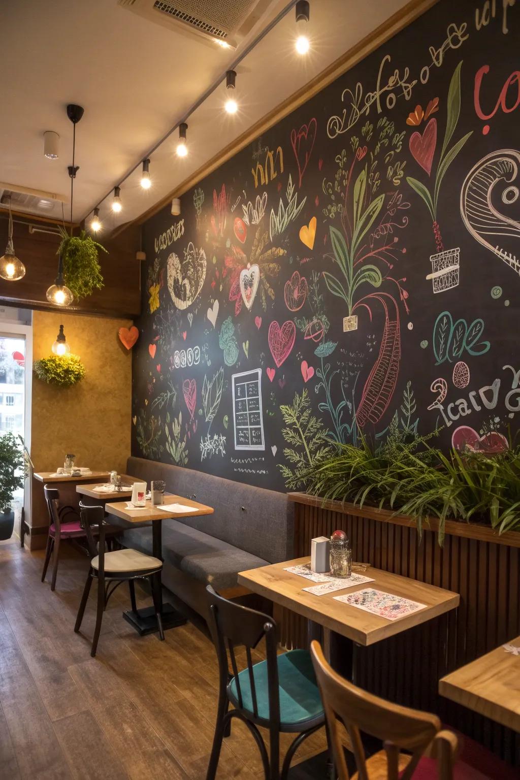 A writable backdrop overflowing with vibrant sketches and notes, encouraging creativity.