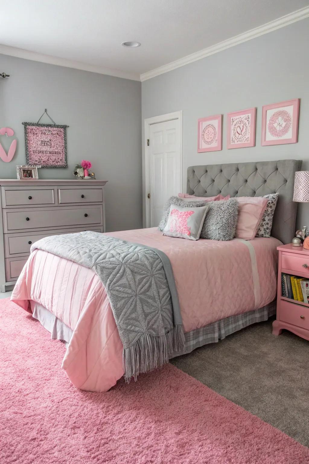 A harmonious rose and ash color scheme crafts a modern bedroom sanctuary.