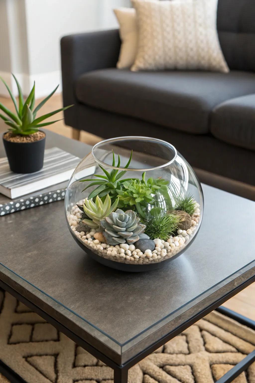 With a captivating terrarium, create a miniature garden.