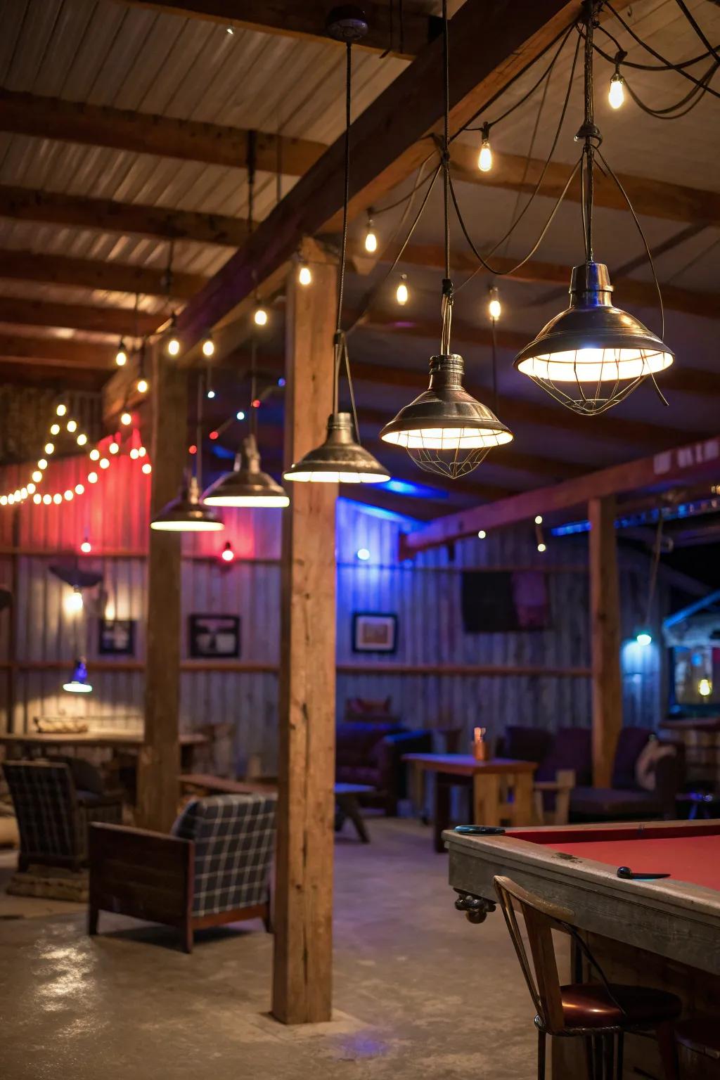 Layered illumination can set the perfect mood in your man cave.