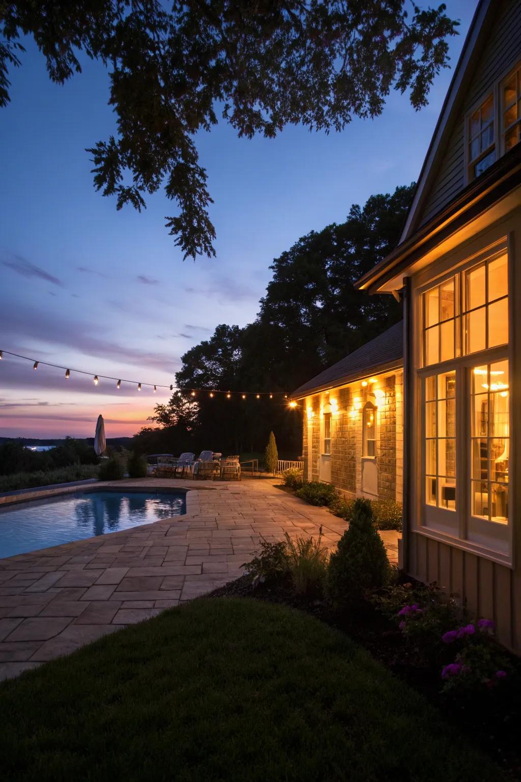 Set the mood with ambient lighting that enhances your pool house