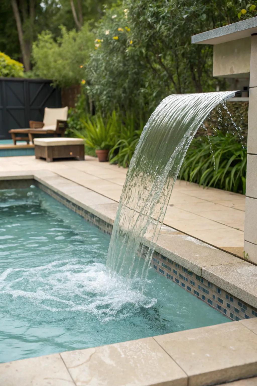 Uninterrupted descents deliver a modern touch with glass-like water sheets.