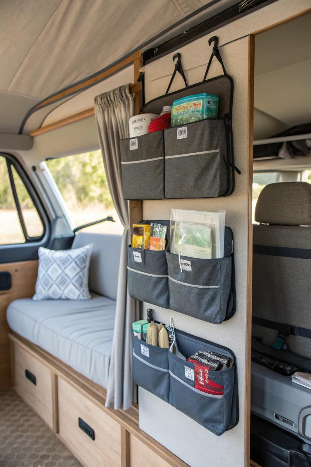 Innovative storage options keep your camper tidy and practical.