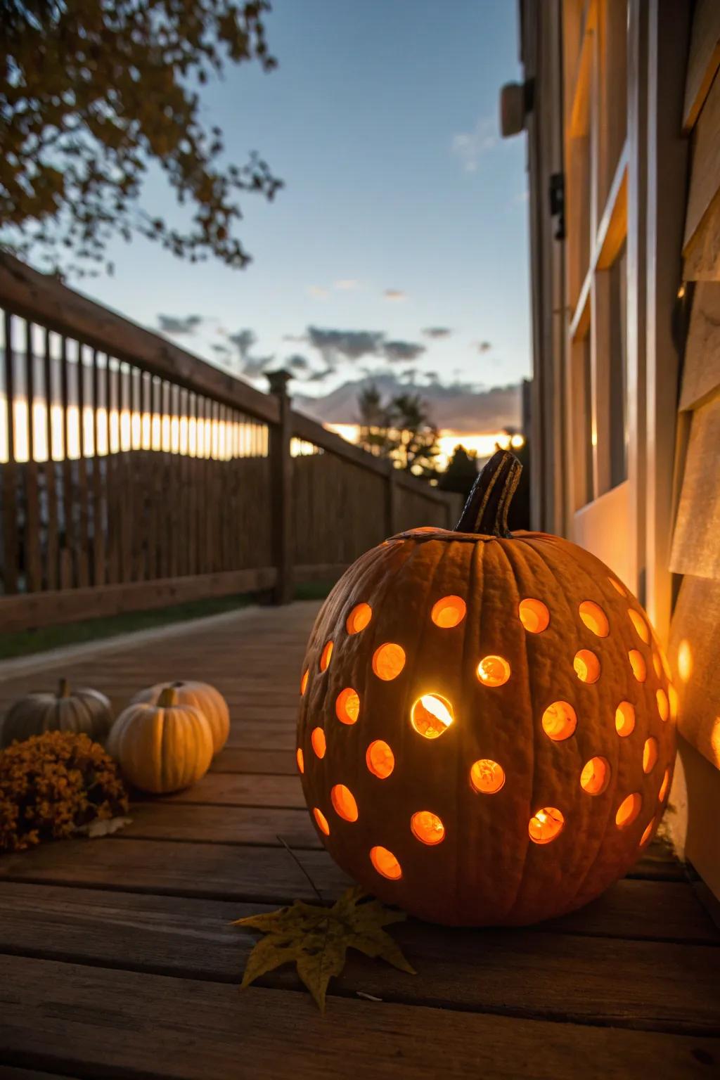 Shining polka dot pumpkin, chic and modern.