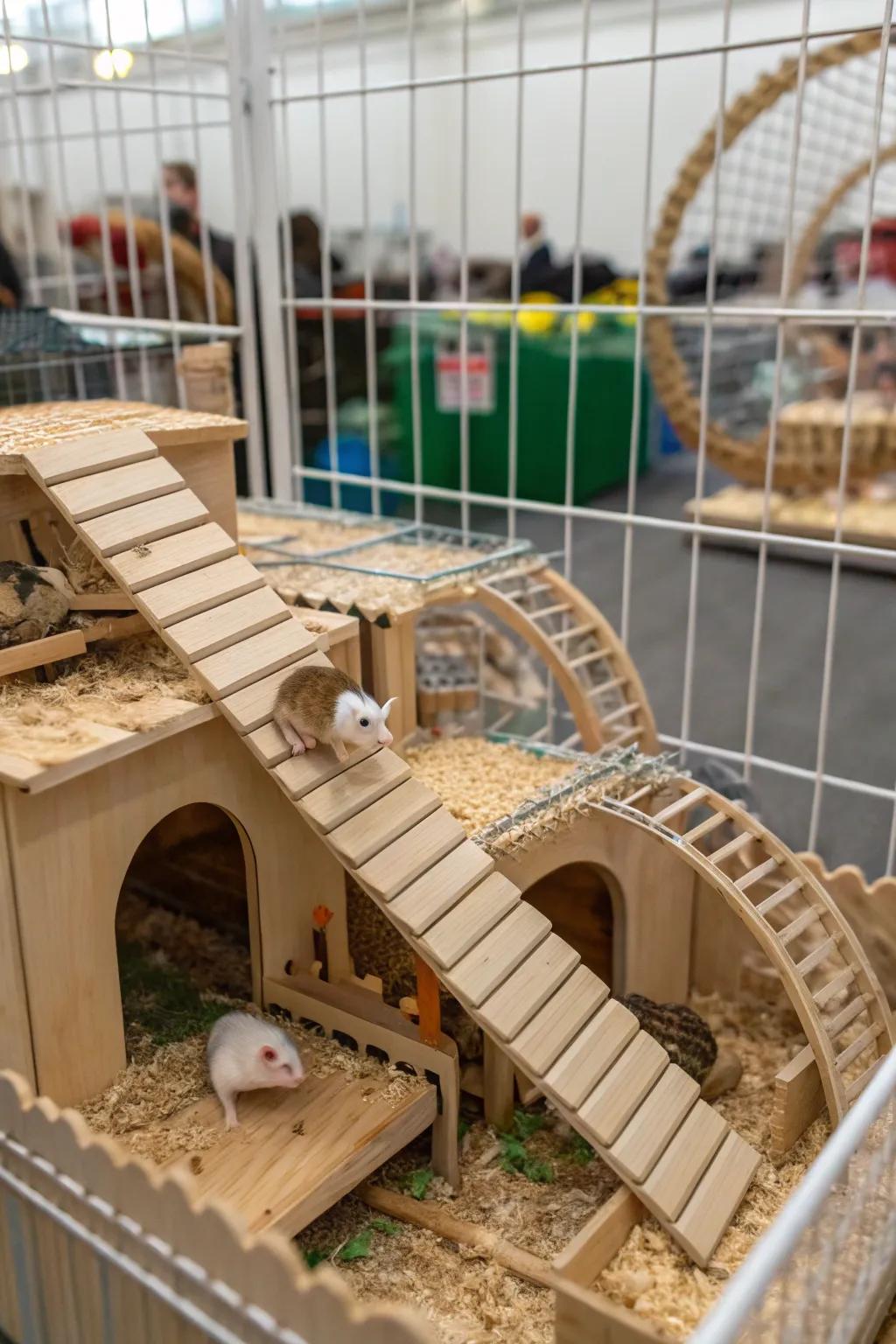 Ramps and walkways create a lively playground for rats