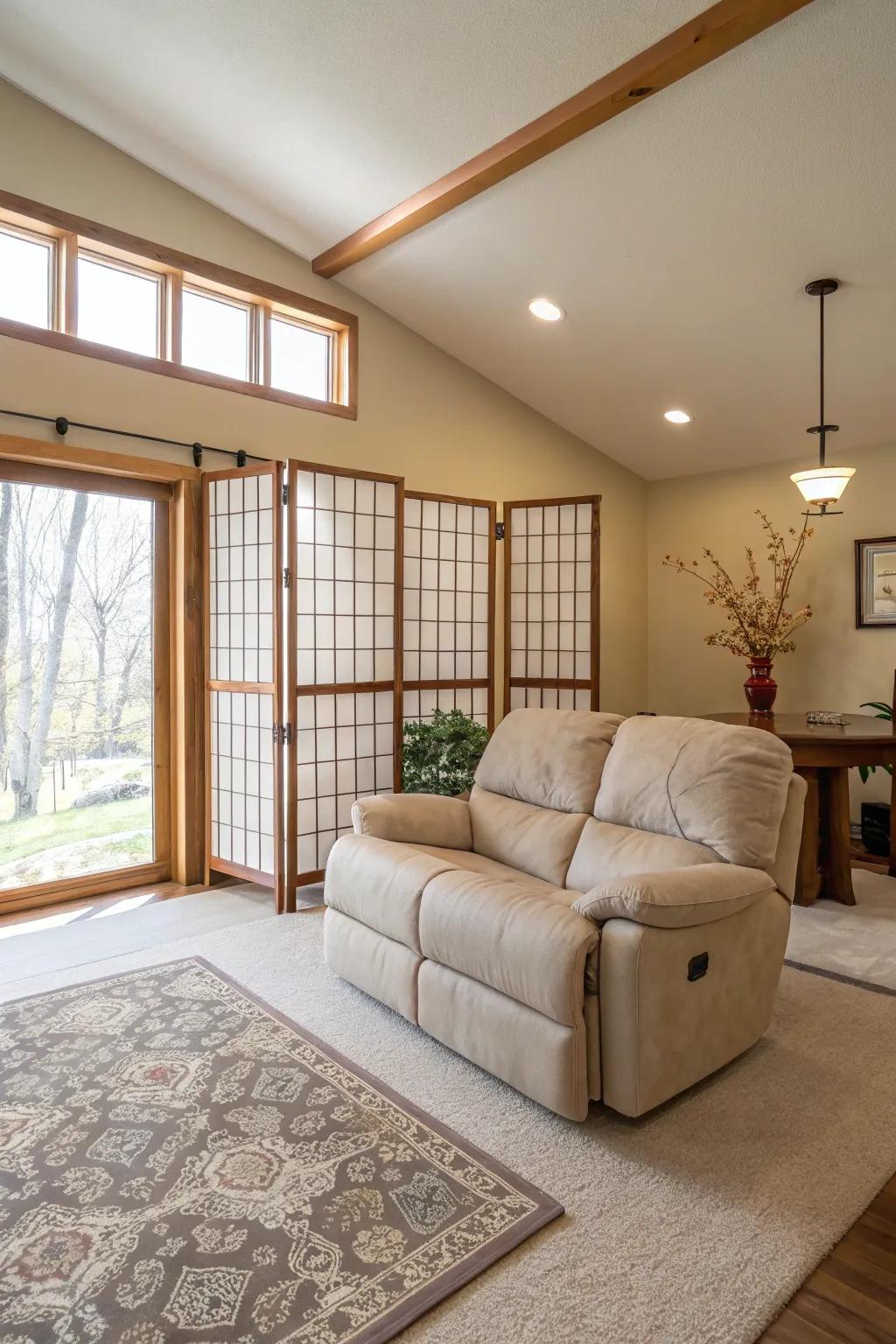 An open-concept living room promoting both accessibility and comfort, perfect for a relaxed lifestyle.