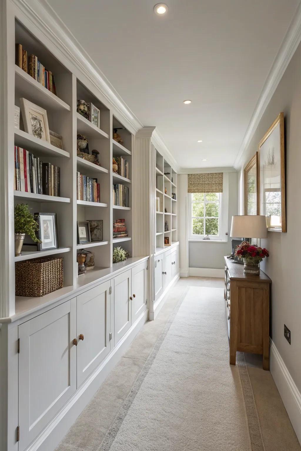 Integrated storage keeps the room tidy while maximizing space.