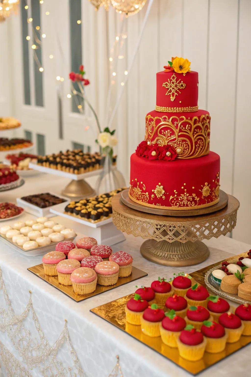 Eye-catching treat displays act as a focal point of the celebration.