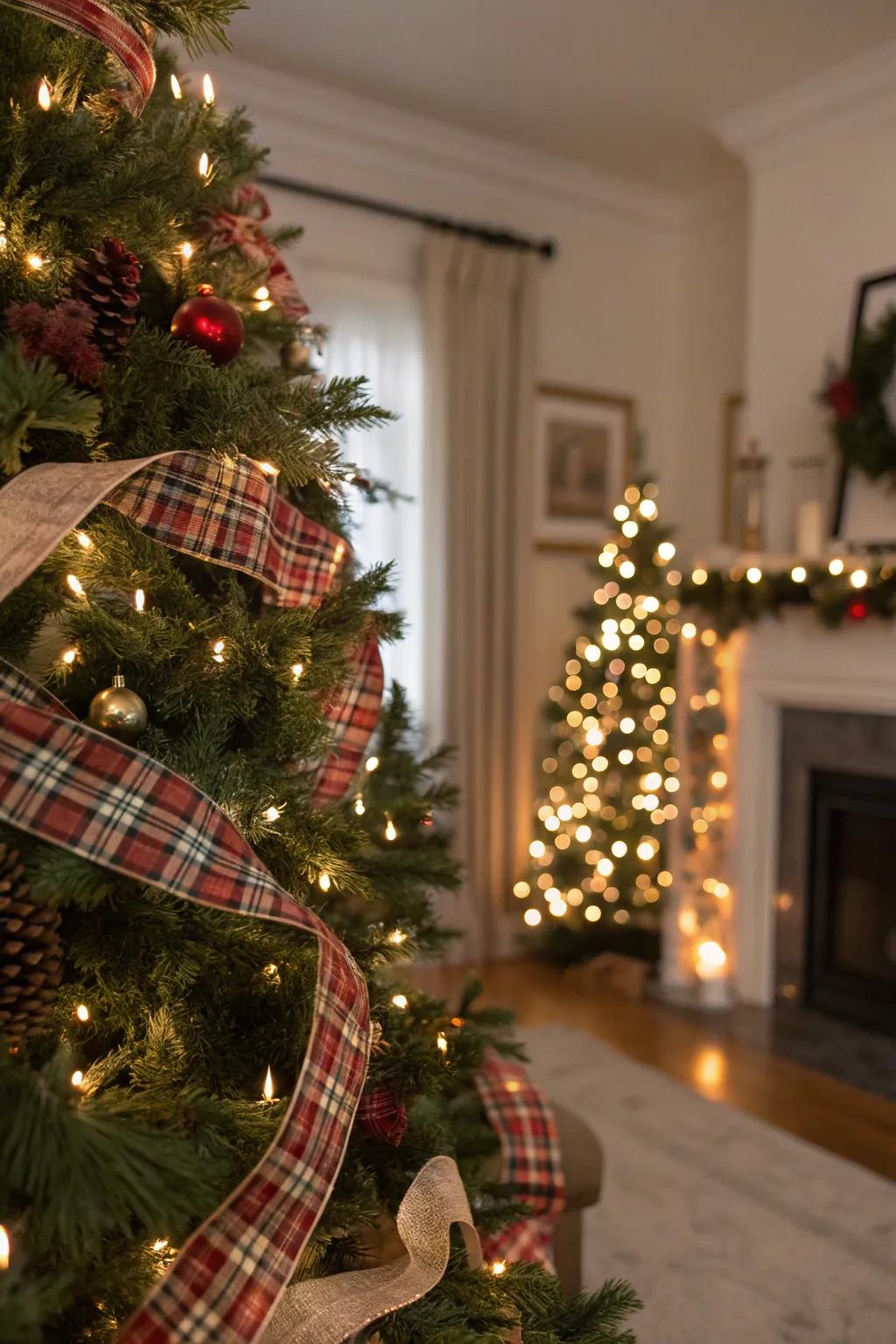 Checkered designs bring a cozy, welcoming element to the tree.