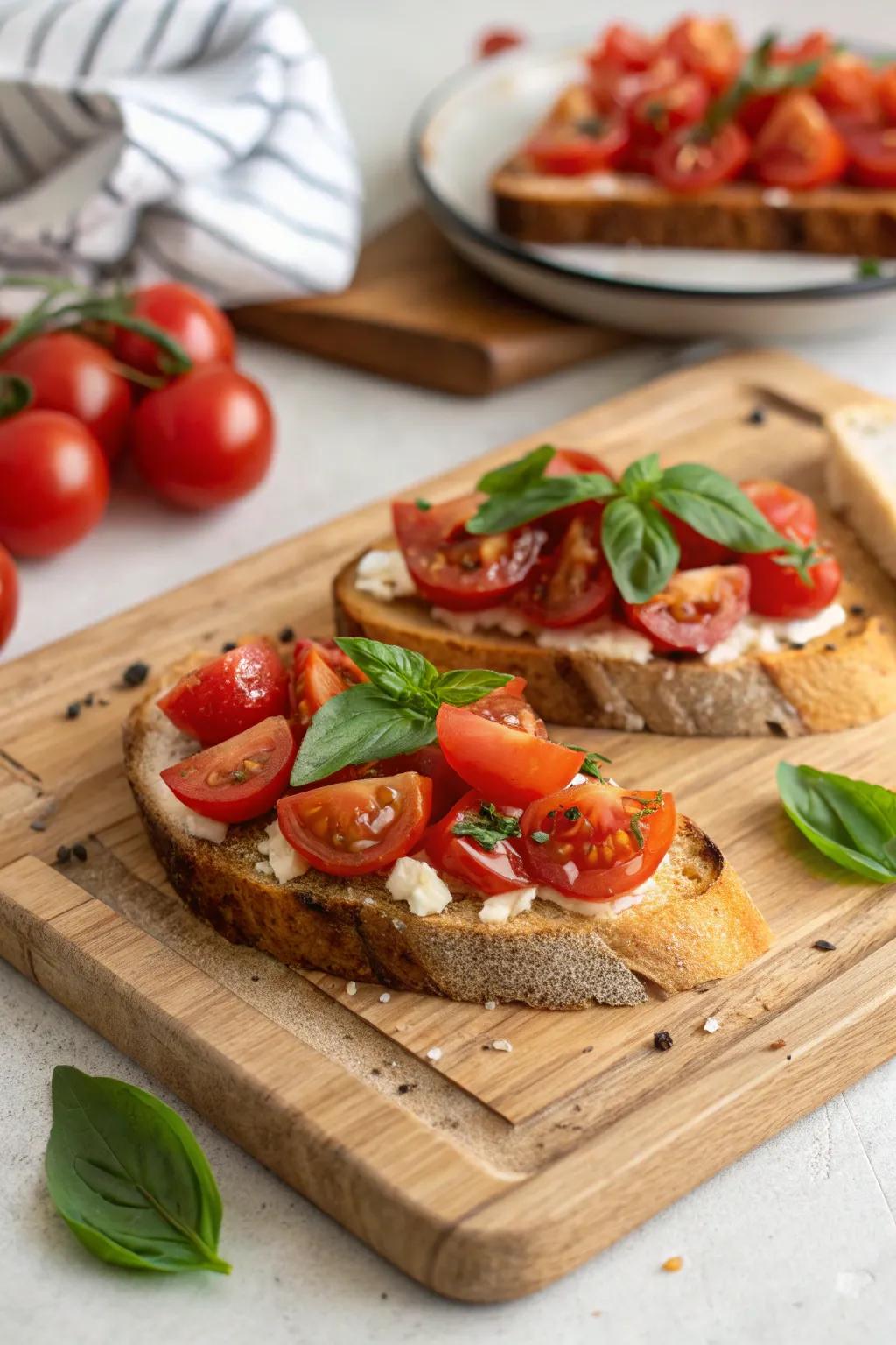 Tomato bruschetta is an exemplary decision for any party.