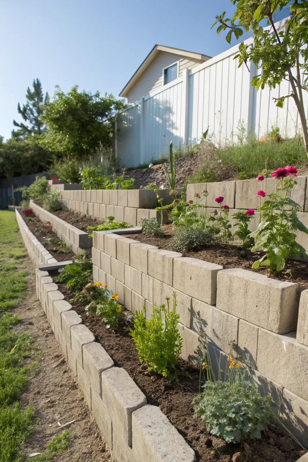 Connecting blocks are just right for DIY retaining wall projects.