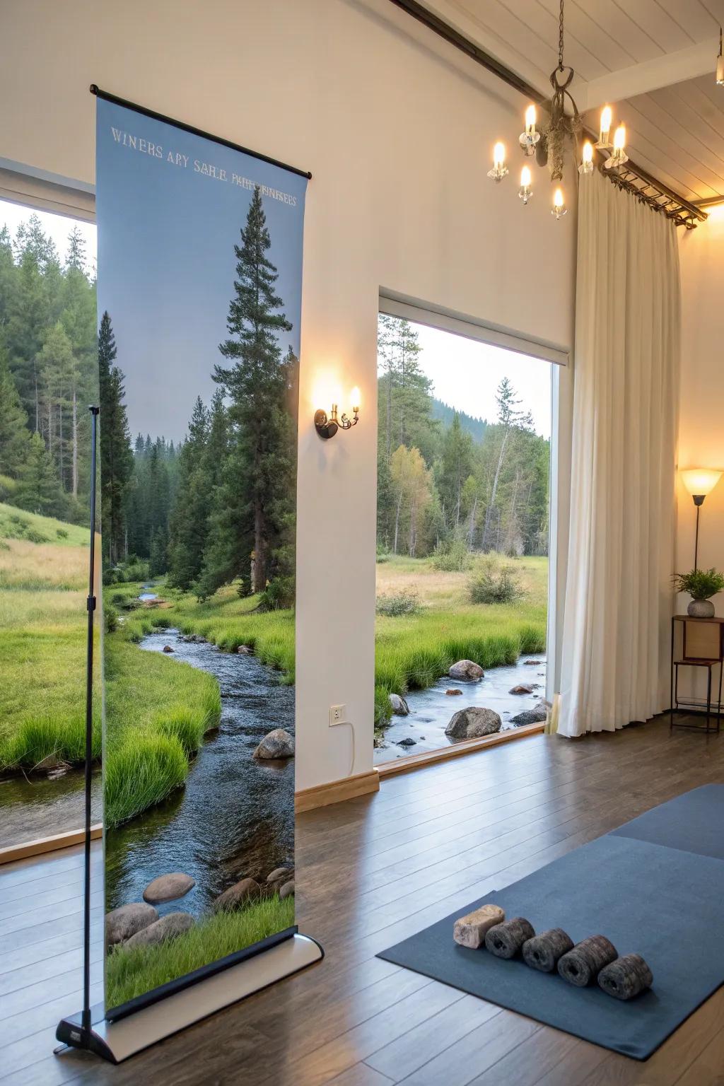 With a calming landscape display, improve your meditation space.
