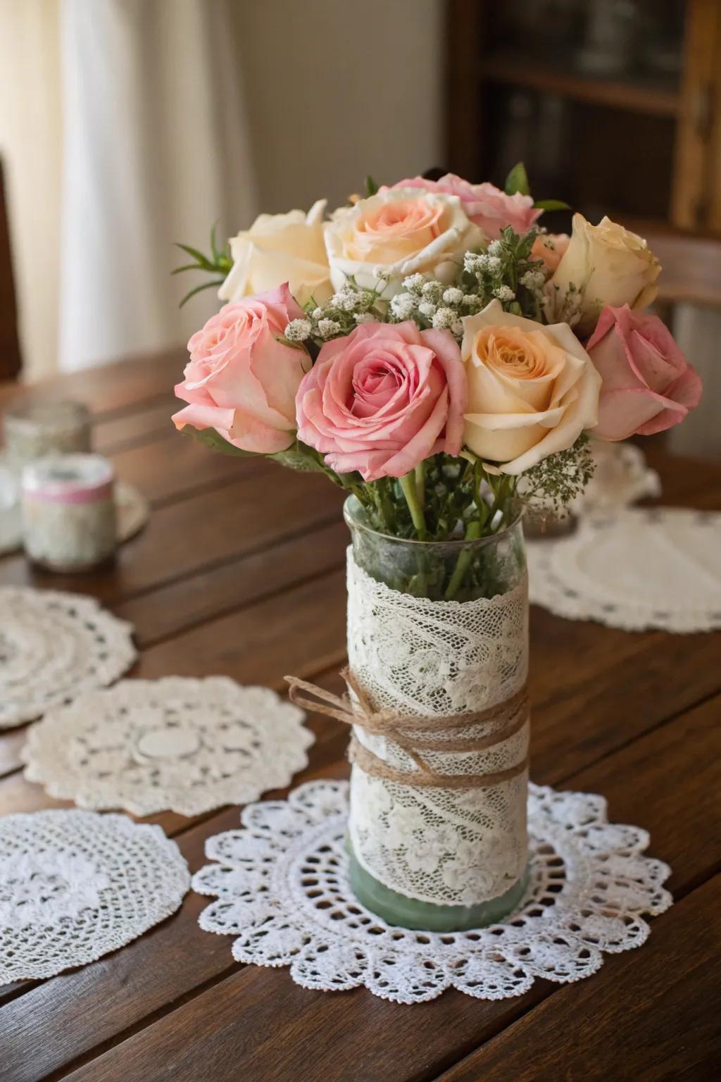 Retro Charm with Fabric and Soft Roses