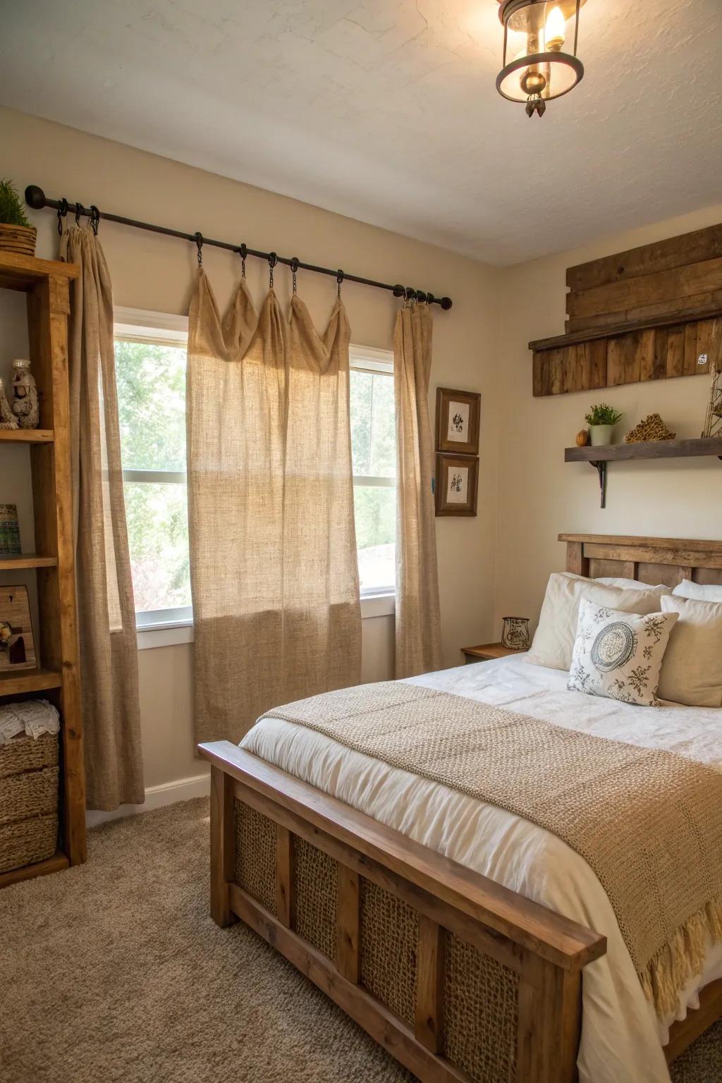 Self-made decoration provides a personal detail to this countryside bedroom.