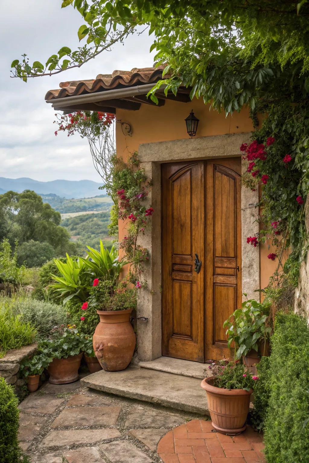 Earthy tones blend naturally with outdoor surroundings for a cohesive look.