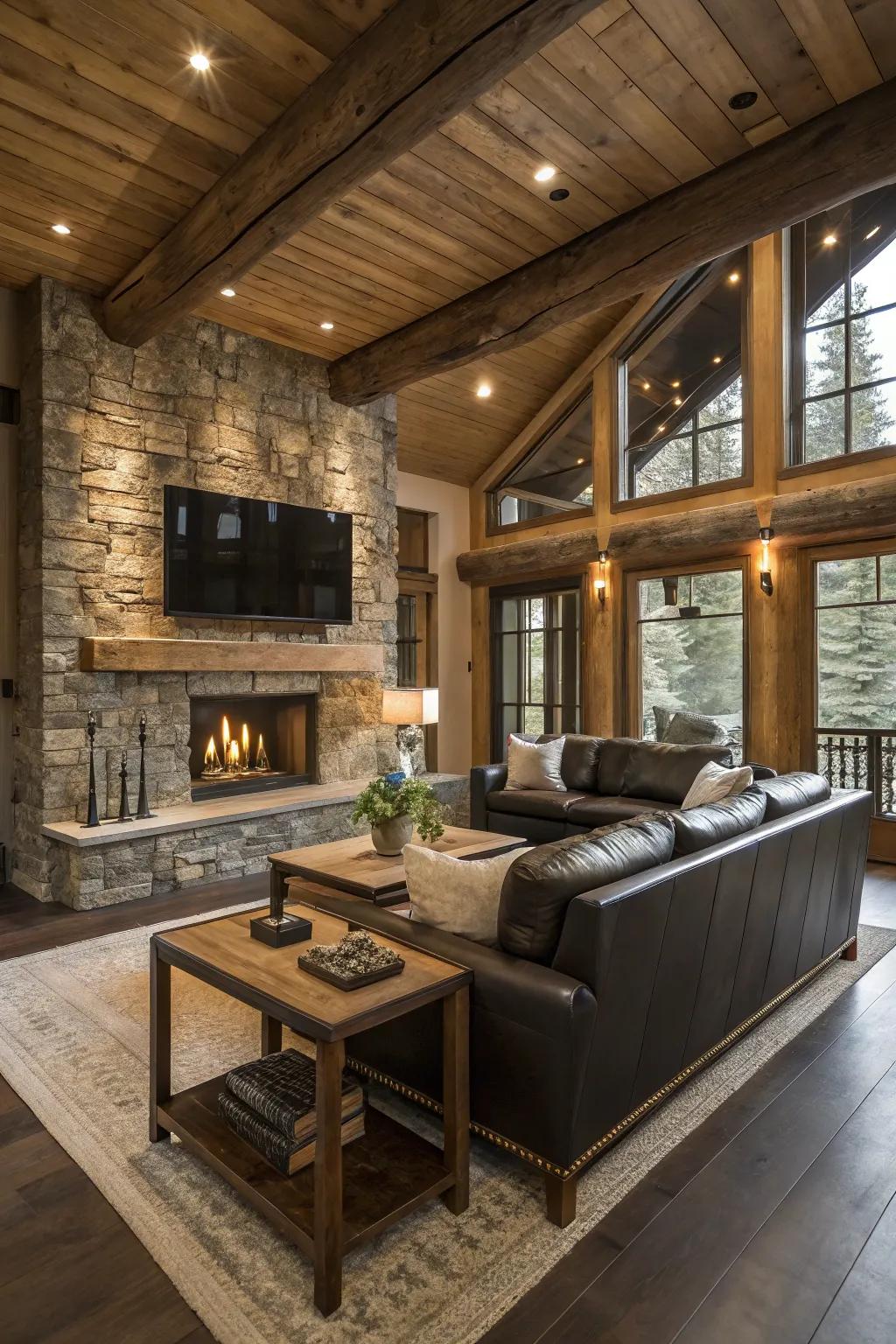 Texture variation enriches depth to this countryside family space.